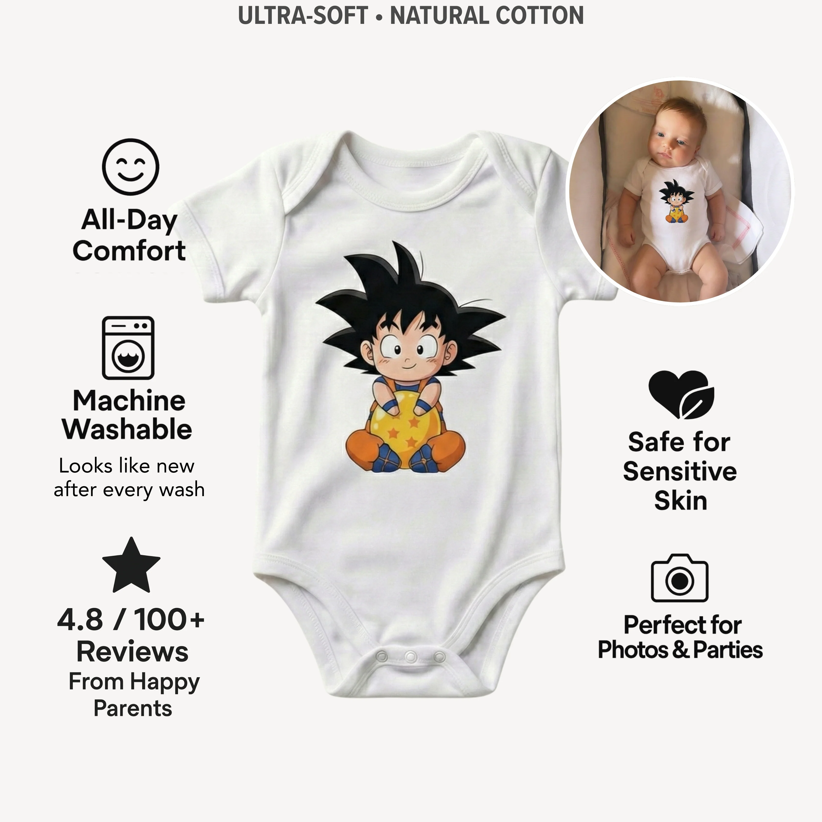 AMA™ Сhibi Goku Kids Bodysuit - Image 4