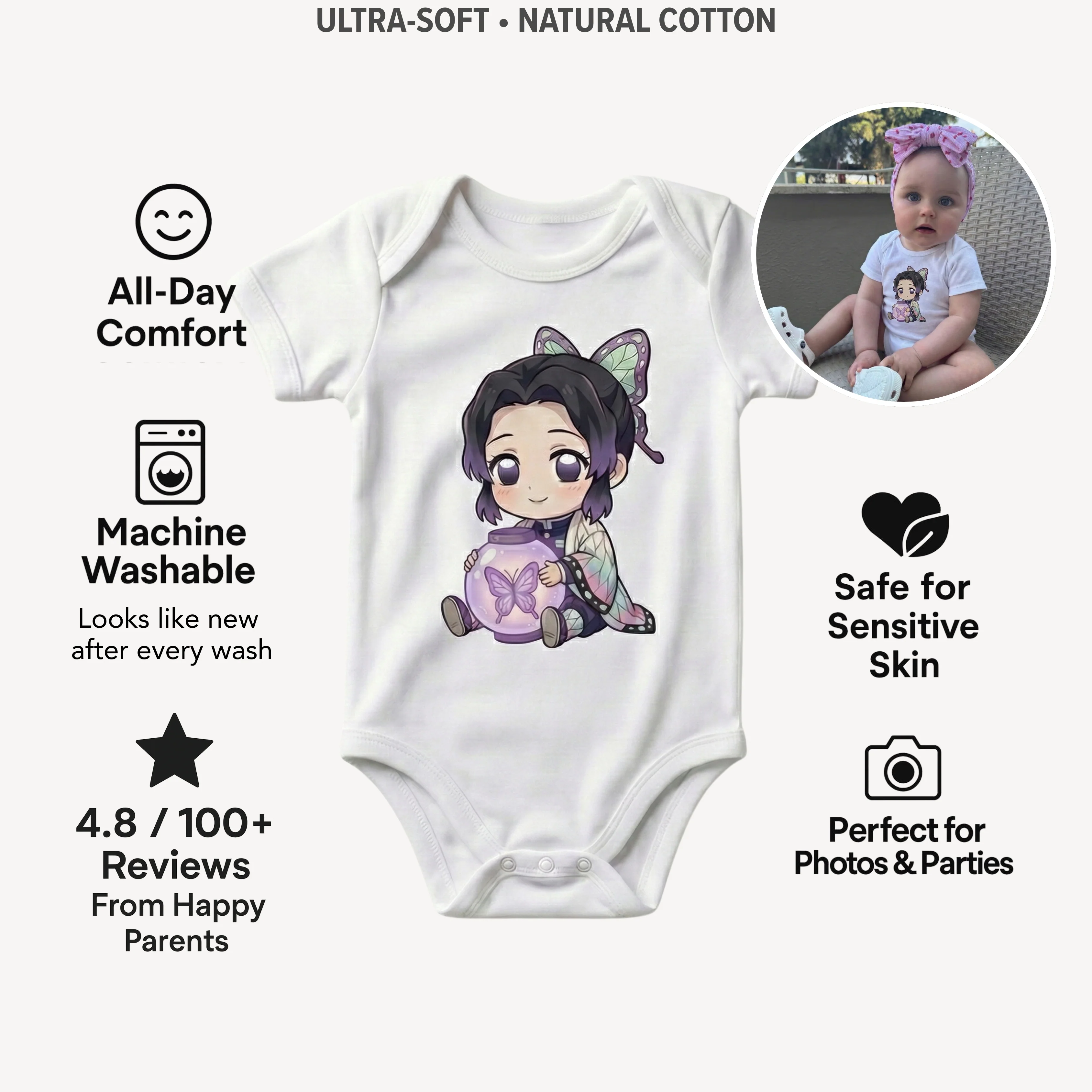 AMA™ Сhibi Shinobu Kids Bodysuit - Image 3