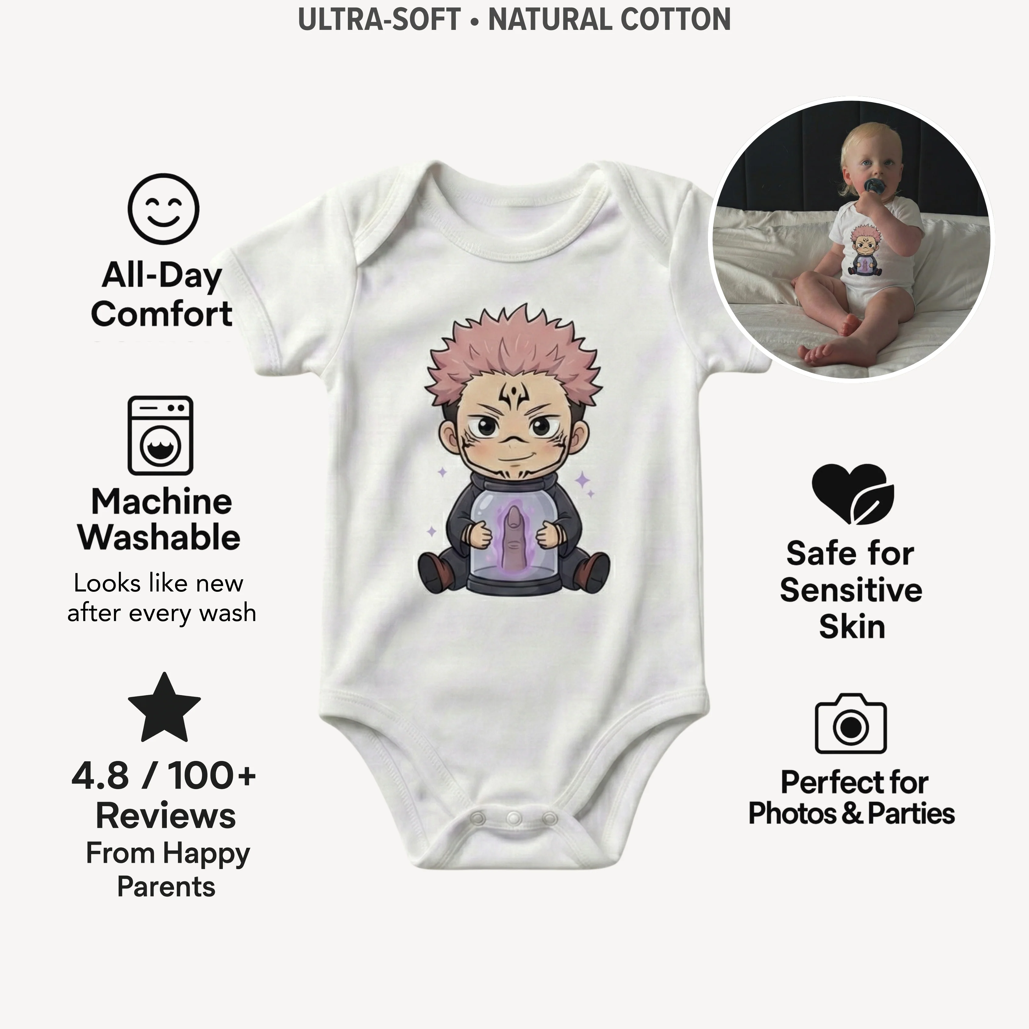 AMA™ Сhibi Sukuna Kids Bodysuit - Image 3
