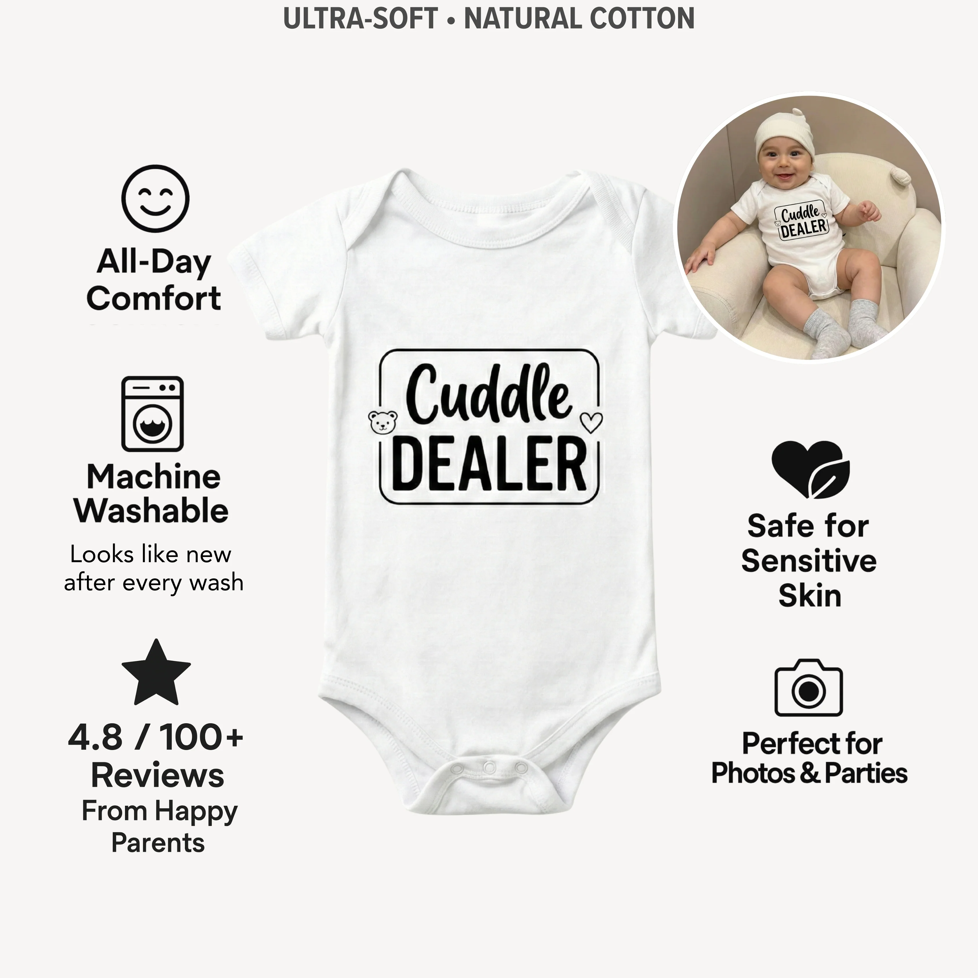 AMA™ "Cuddle Dealer" – Funny Baby Bodysuit - Image 3