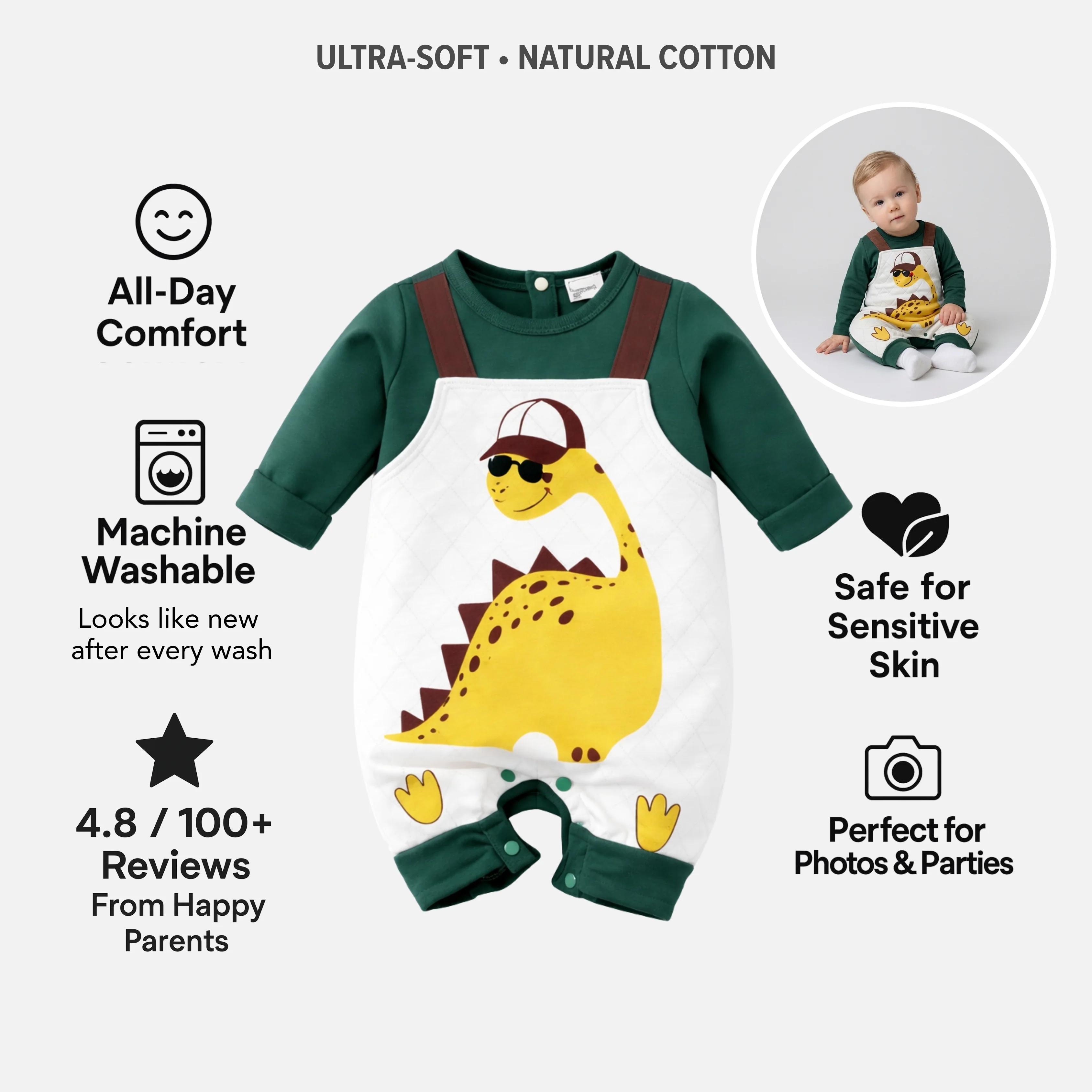 AMA™ Little Dino Explorer Kids Onesie - Image 4