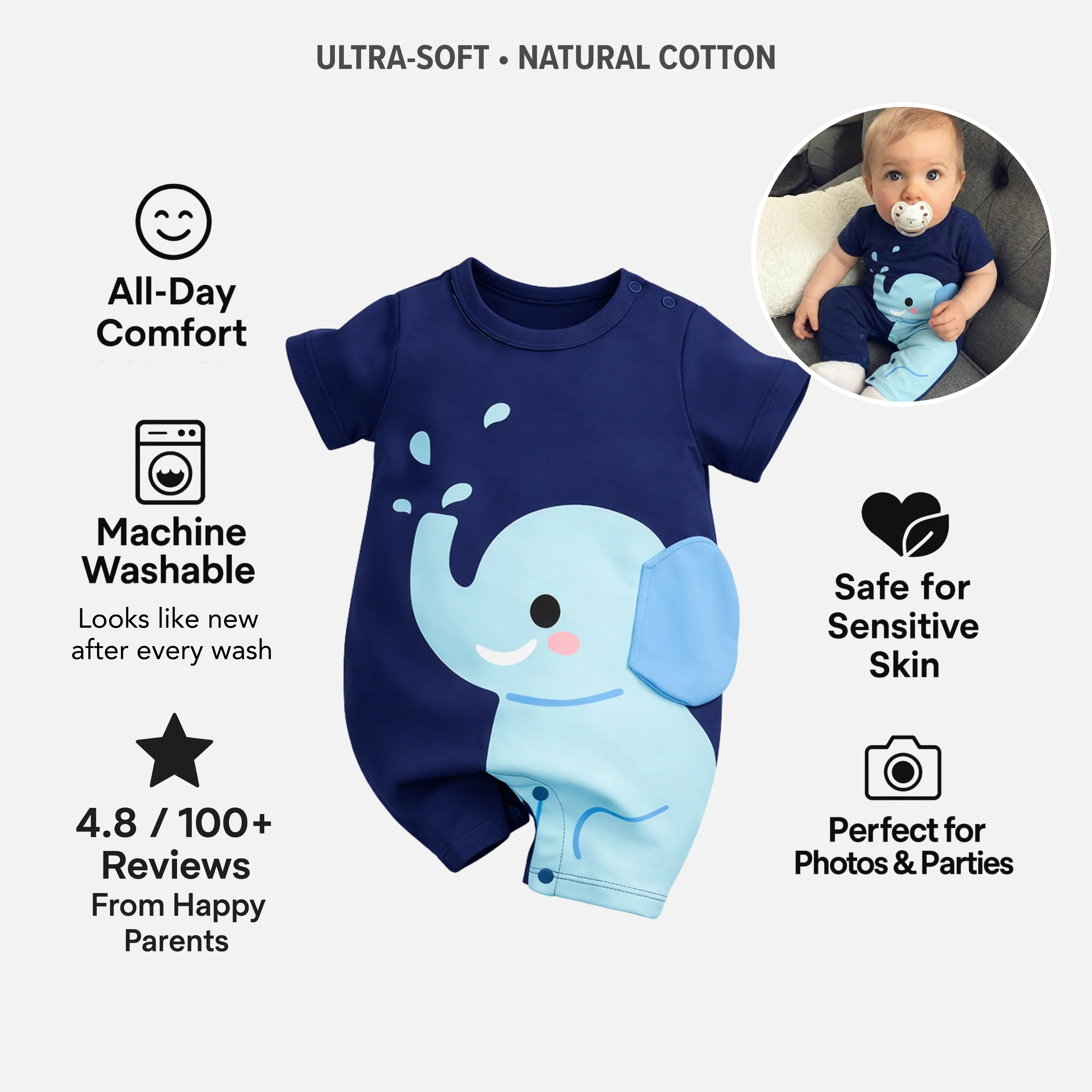AMA™ Little Elephant Kids Onesie - Image 3