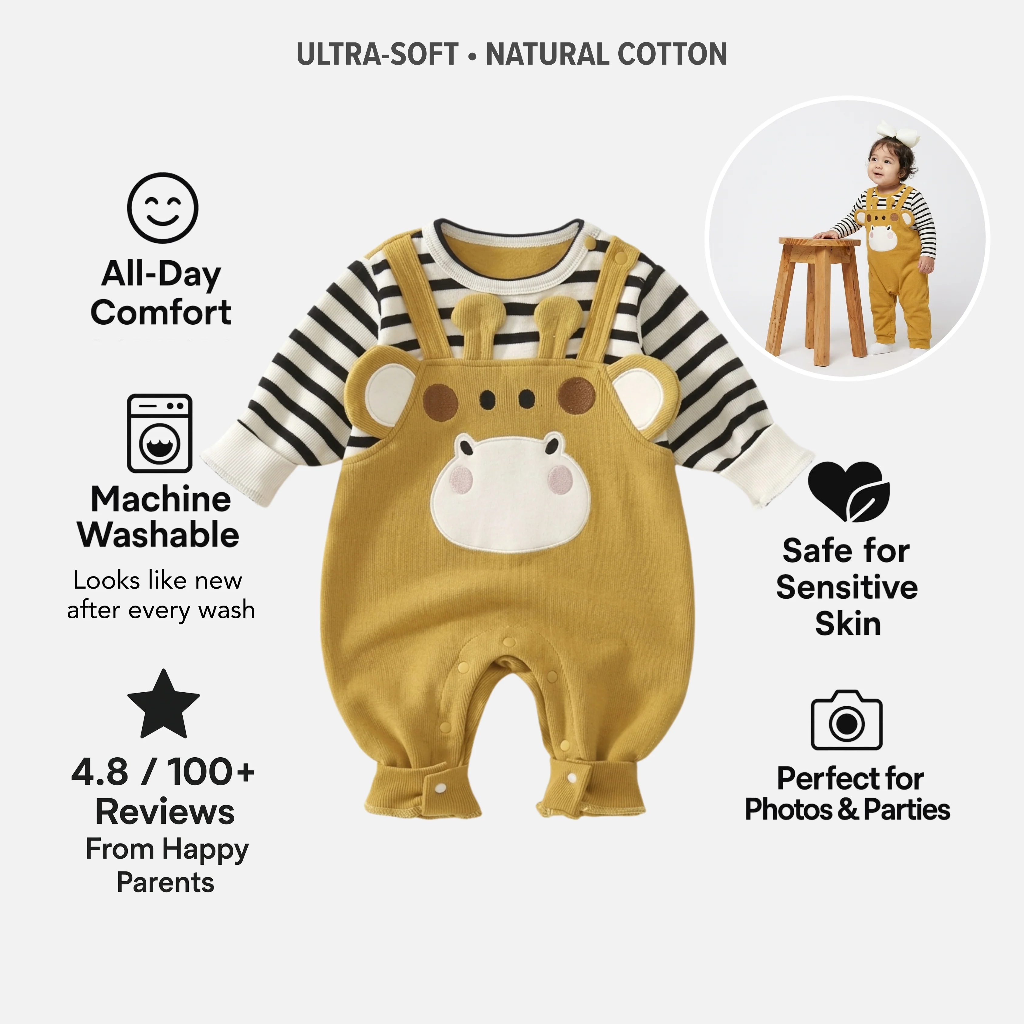 AMA™ Little Giraffe Charm Kids Onesie - Image 4