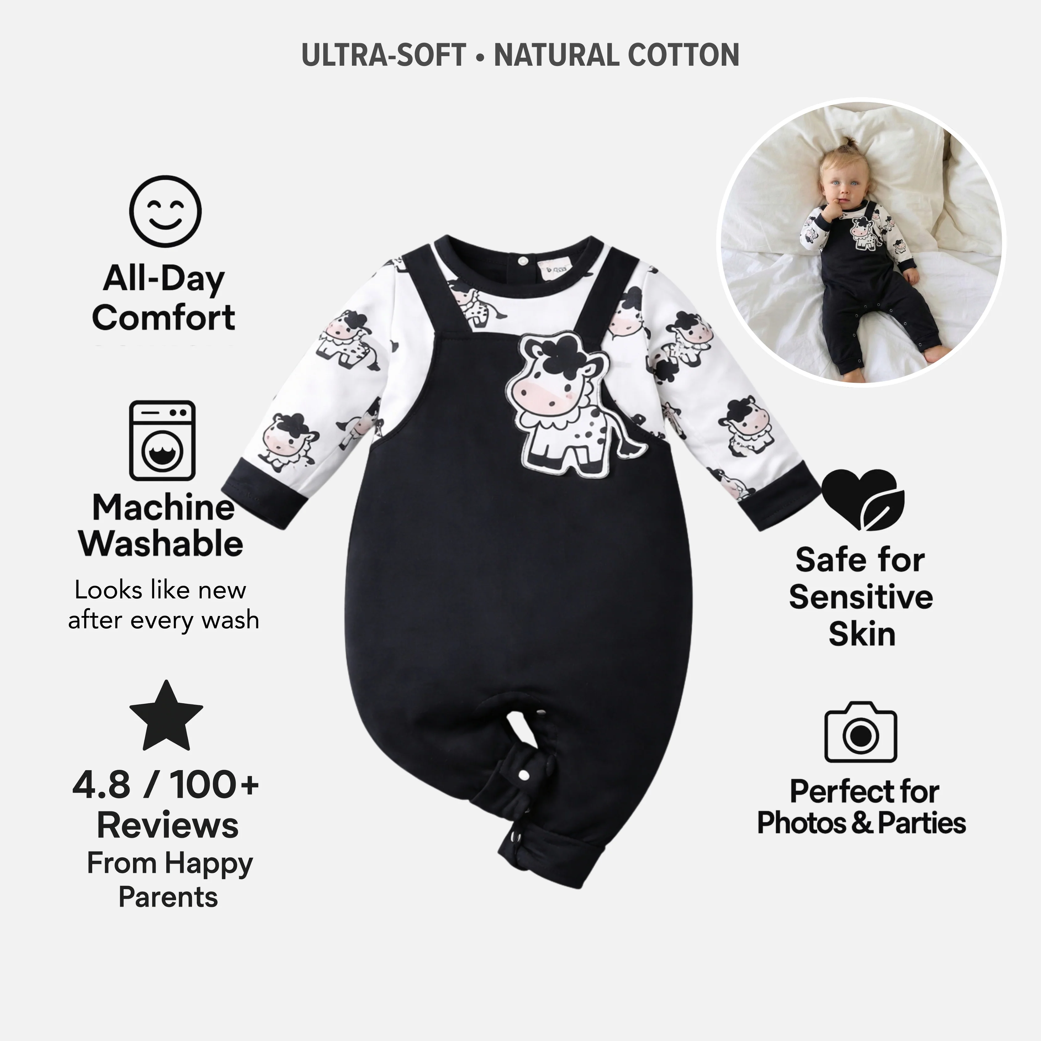 AMA™ Little Moo Cow Kids Onesie - Image 3