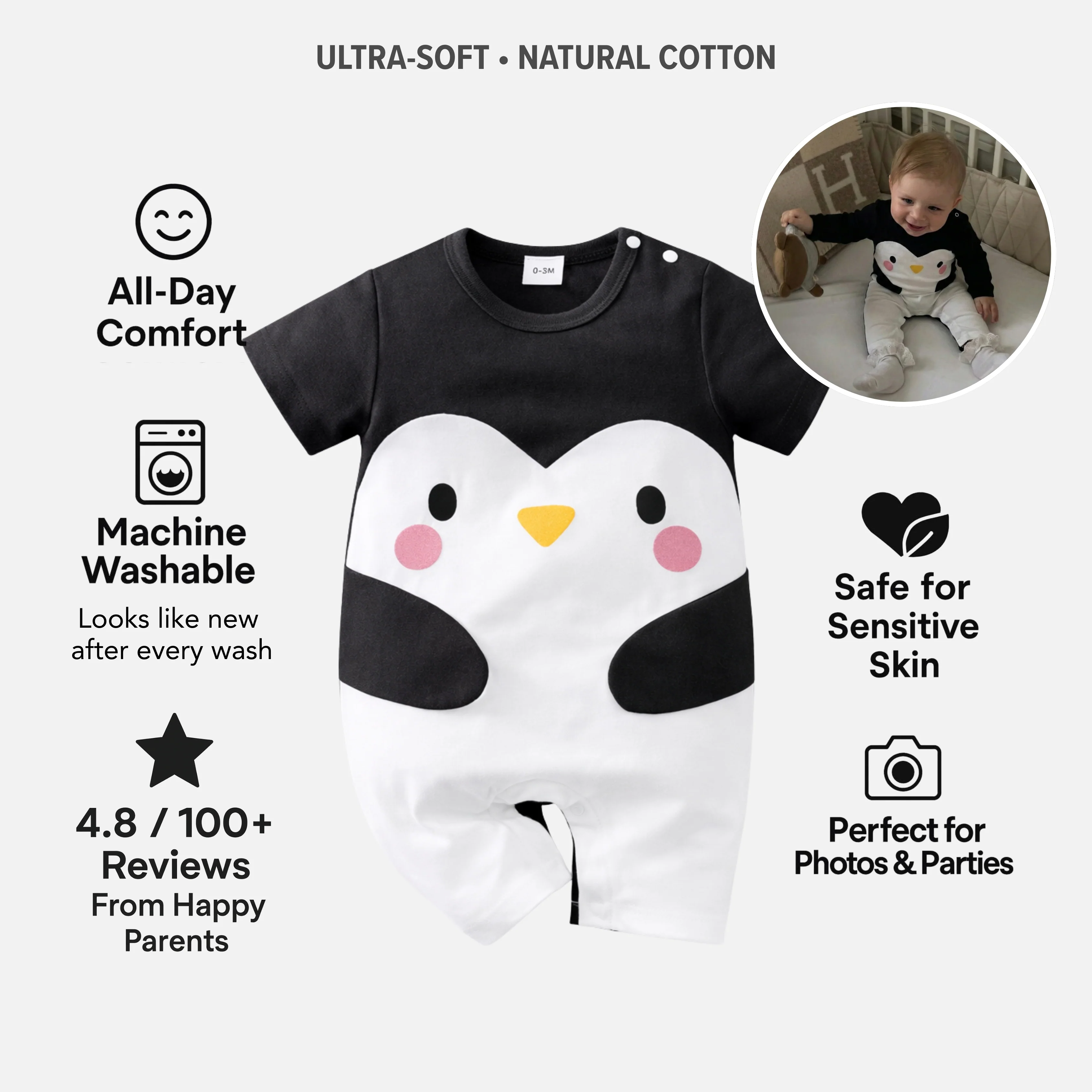 AMA™ Little Penguin Kids Onesie - Image 3
