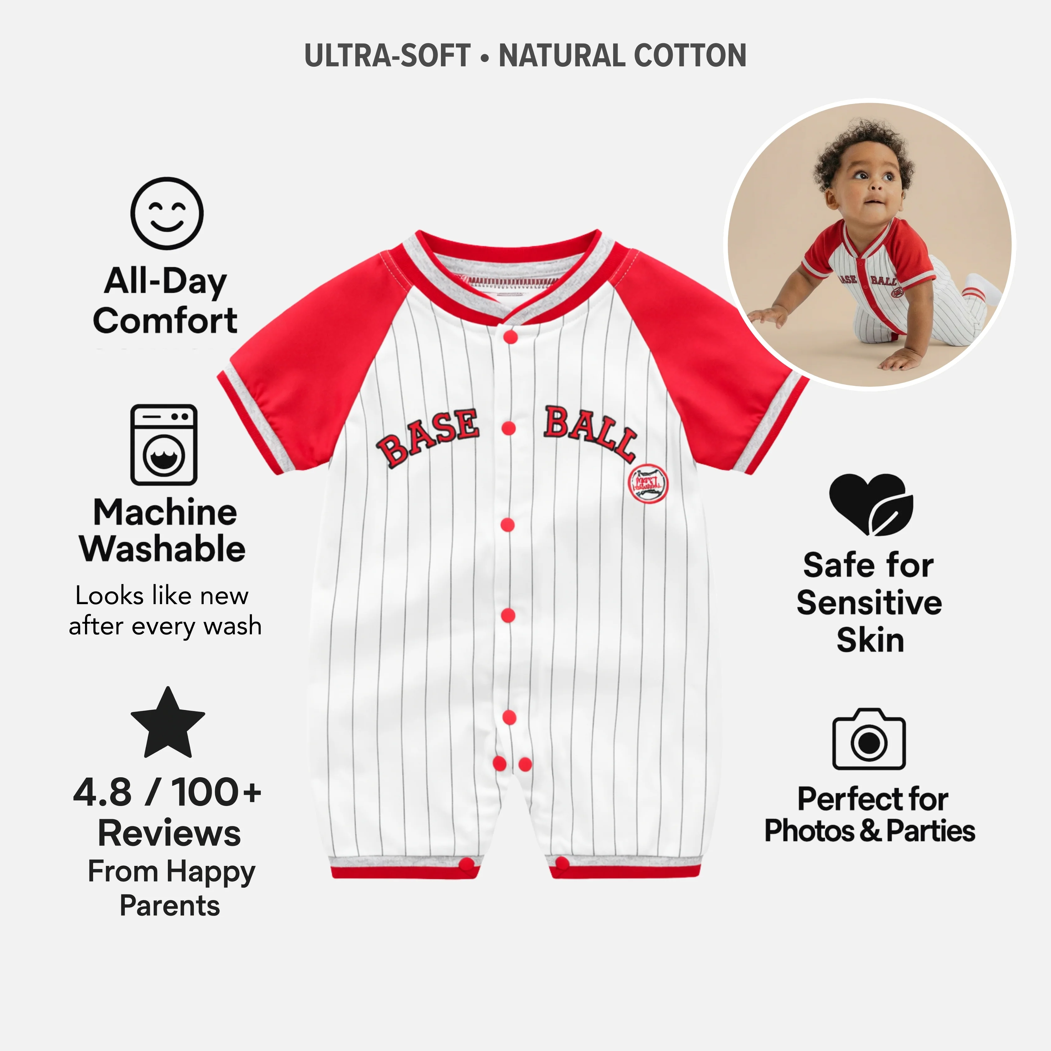 AMA™ Little Slugger Kids Onesie - Image 4