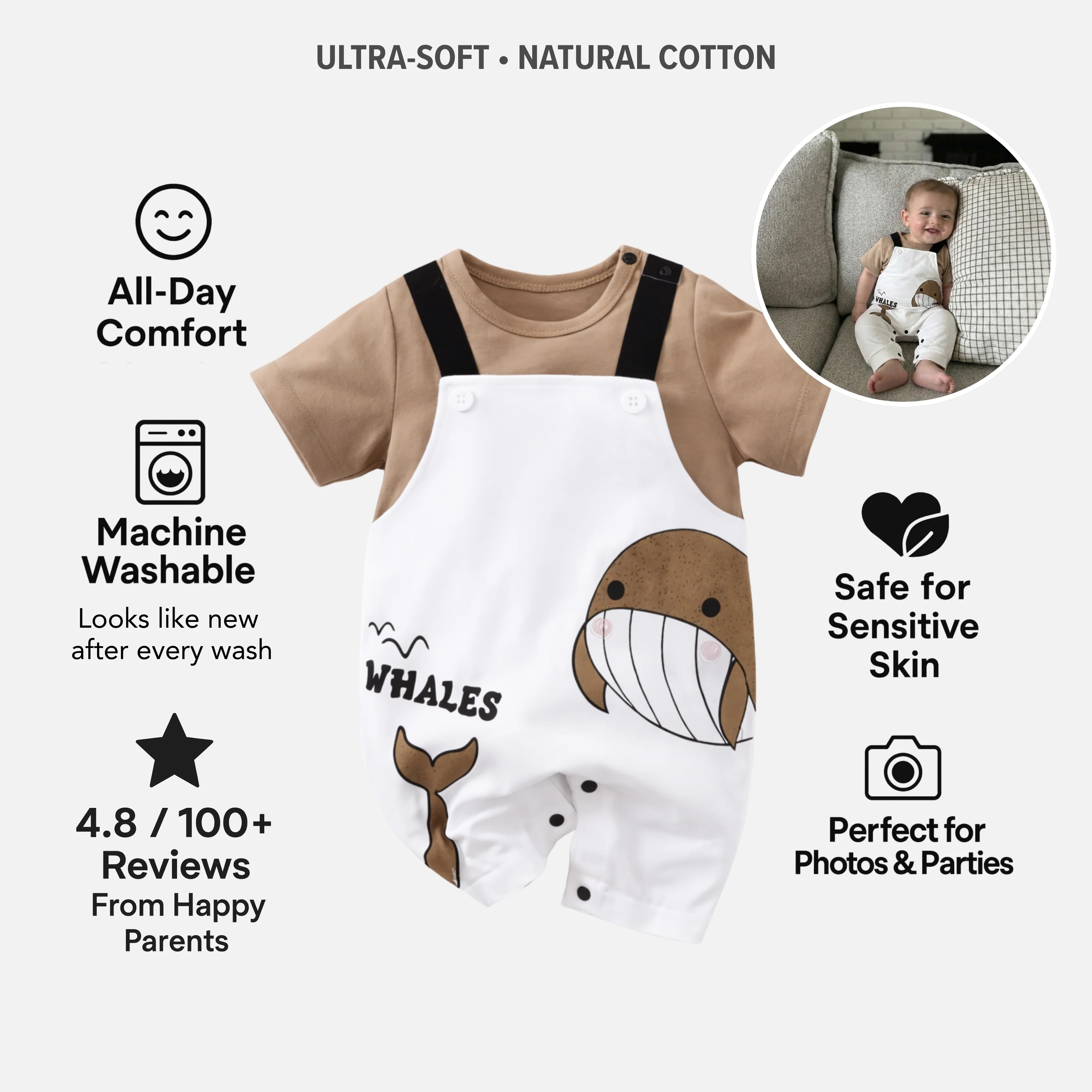 AMA™ Little Whale Kids Onesie - Image 3