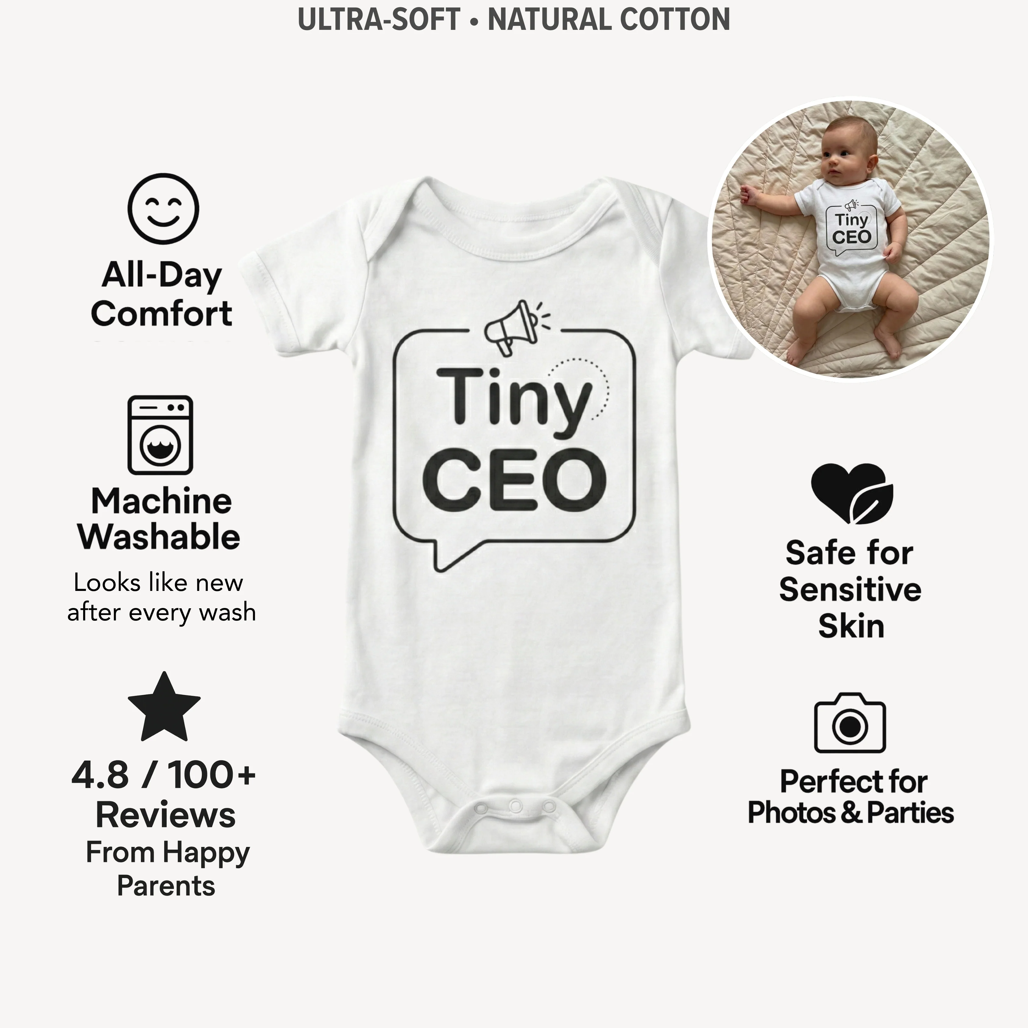 AMA™ "Tiny CEO" – Funny Baby Bodysuit - Image 3