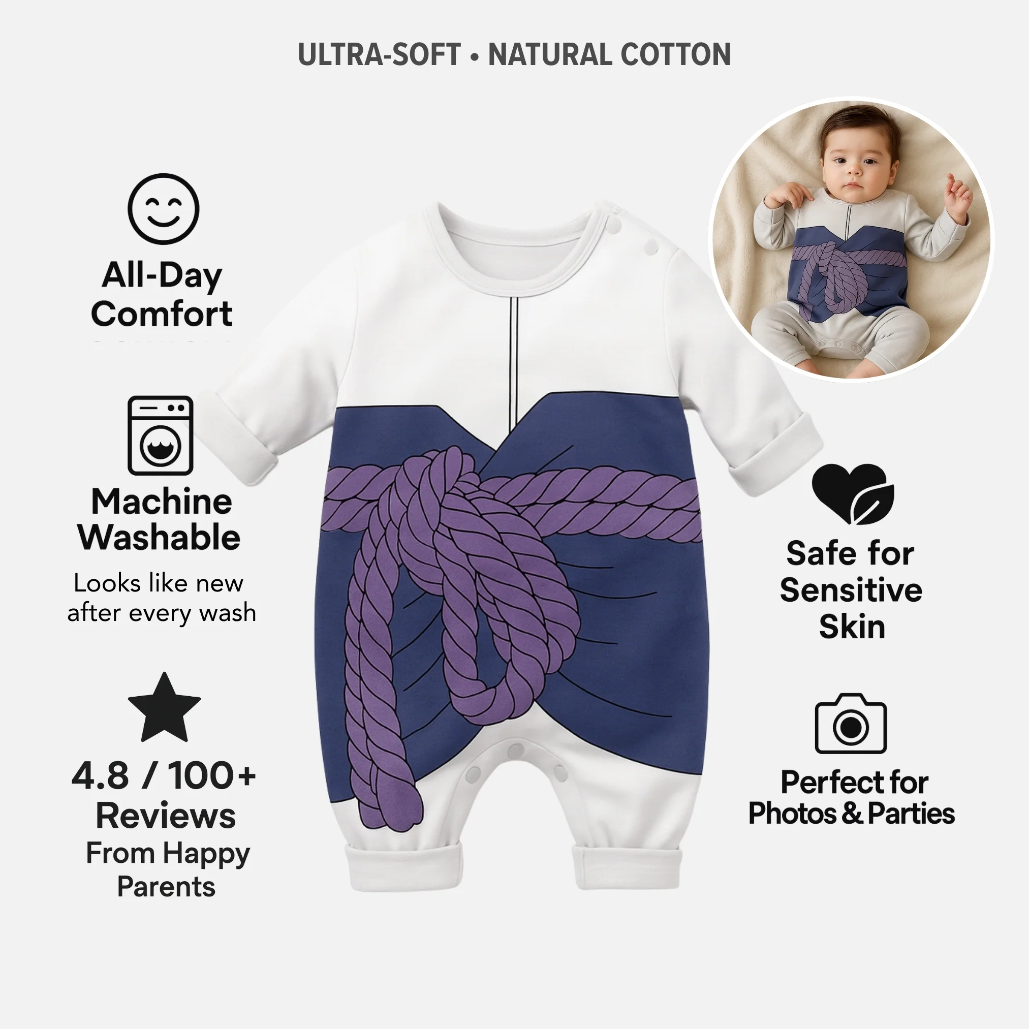 AMA™ Little Sasuke Kids Onesie - Image 2