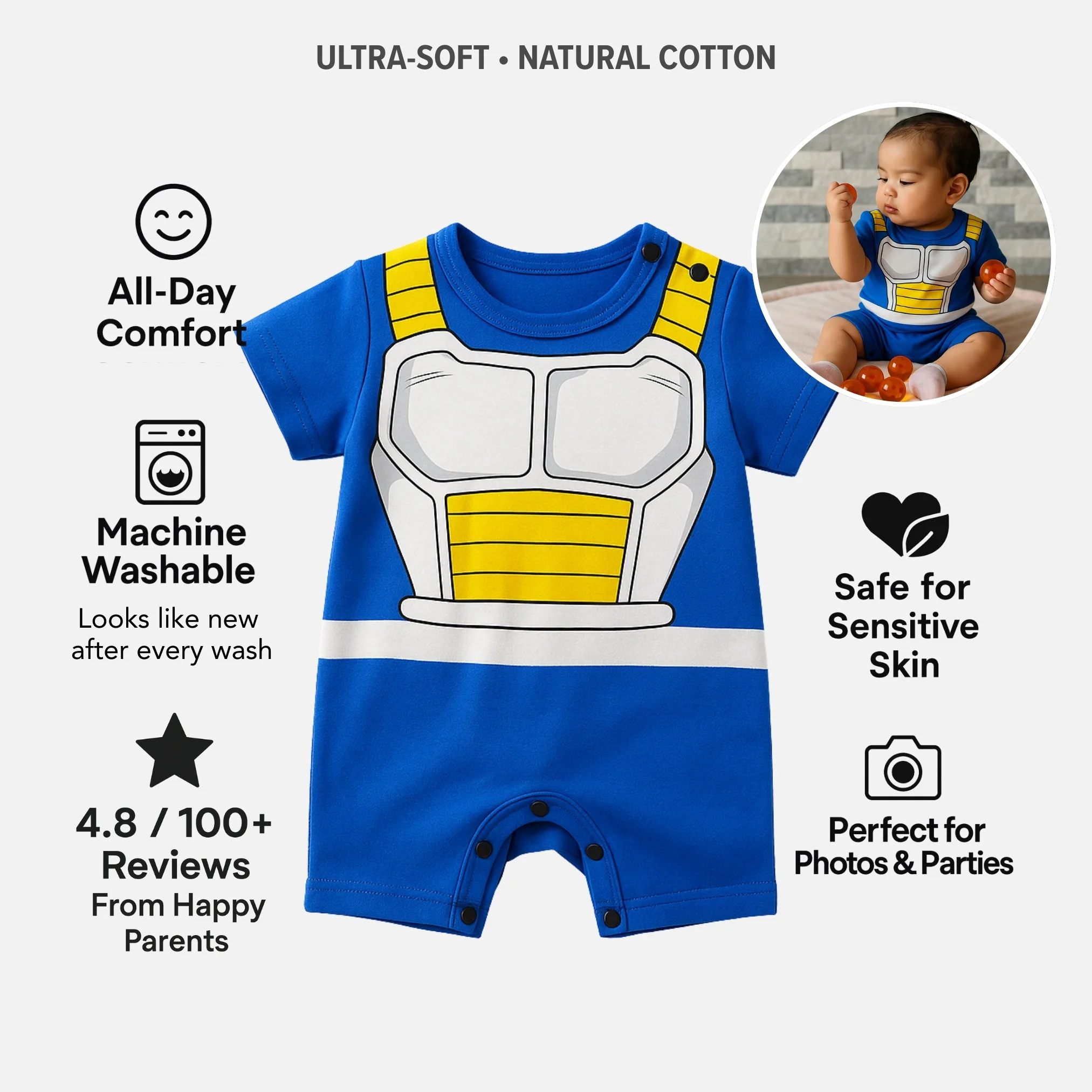 AMA™ Little Vegeta Kids Onesie - Image 4